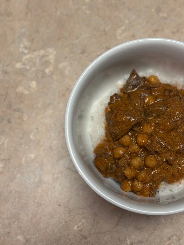 Beef Tikka Masala with Chickpeas (instant pot) — finished dish