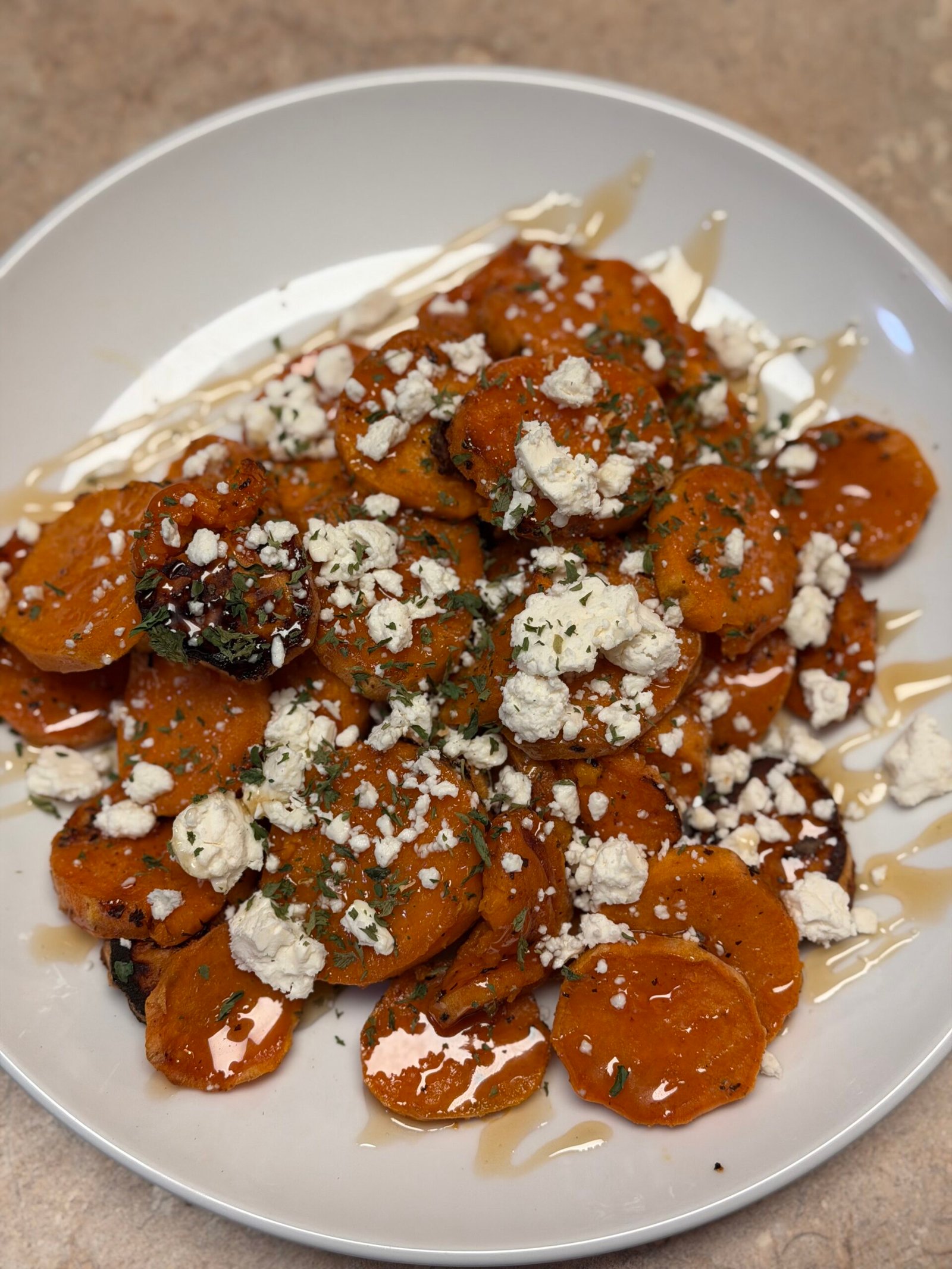 Honey Feta Sweet Potatoes — finished dish