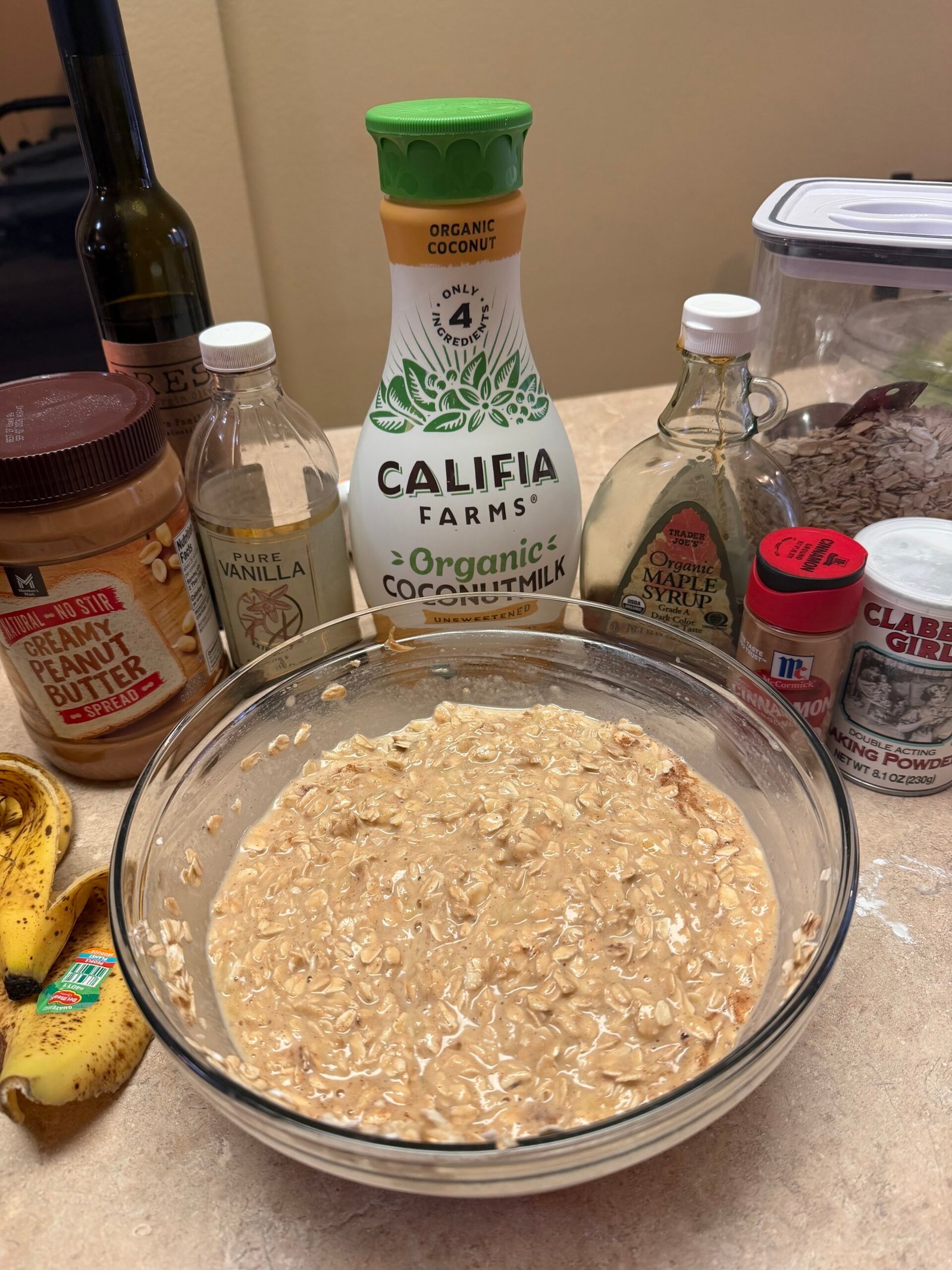 Easy PB Banana Oatmeal Muffins ingredients