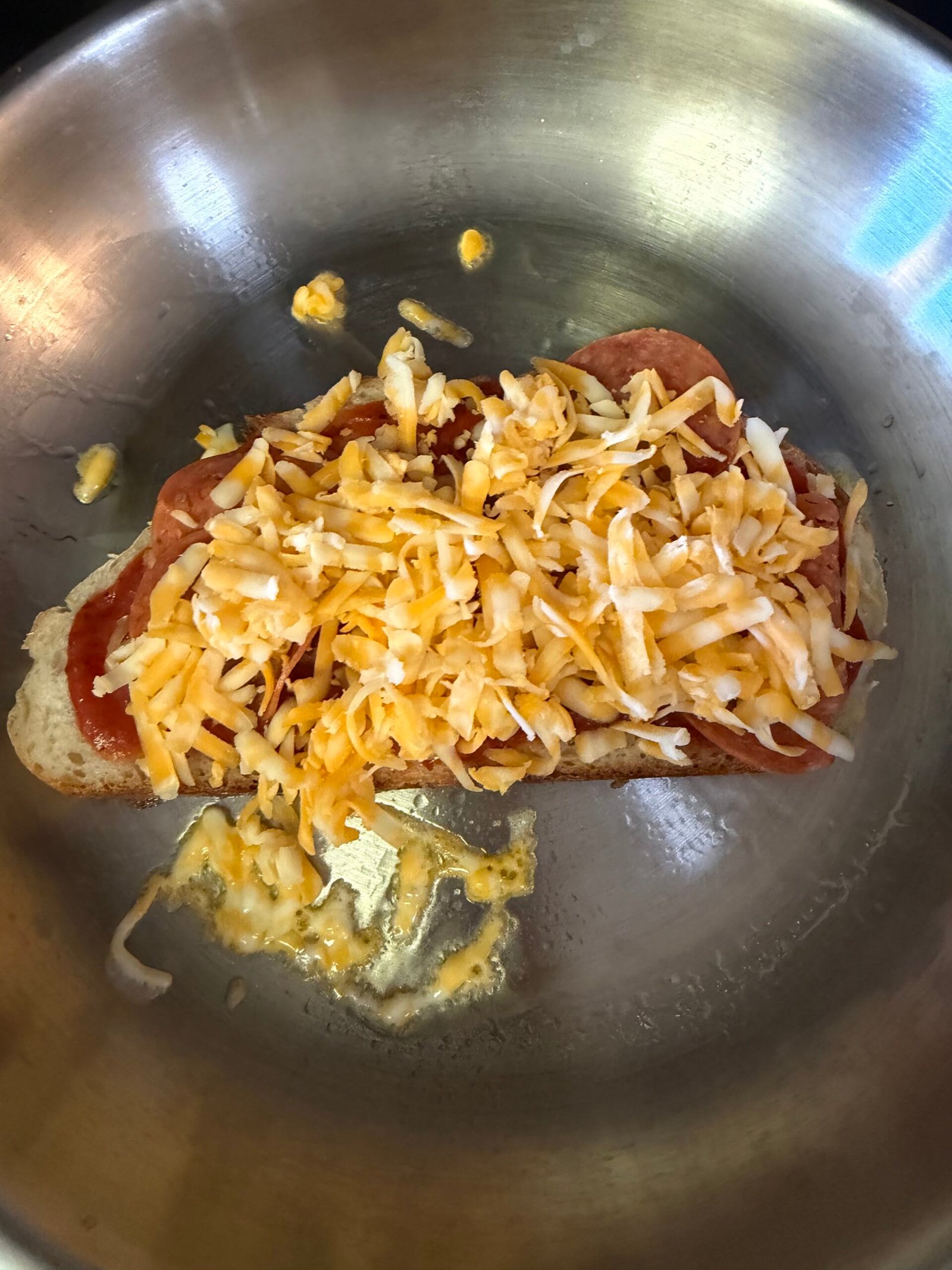 Making Easy Pepperoni Pizza Grilled Cheese