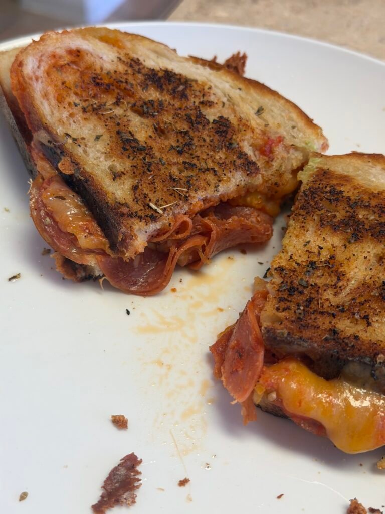 Easy Pepperoni Pizza Grilled Cheese